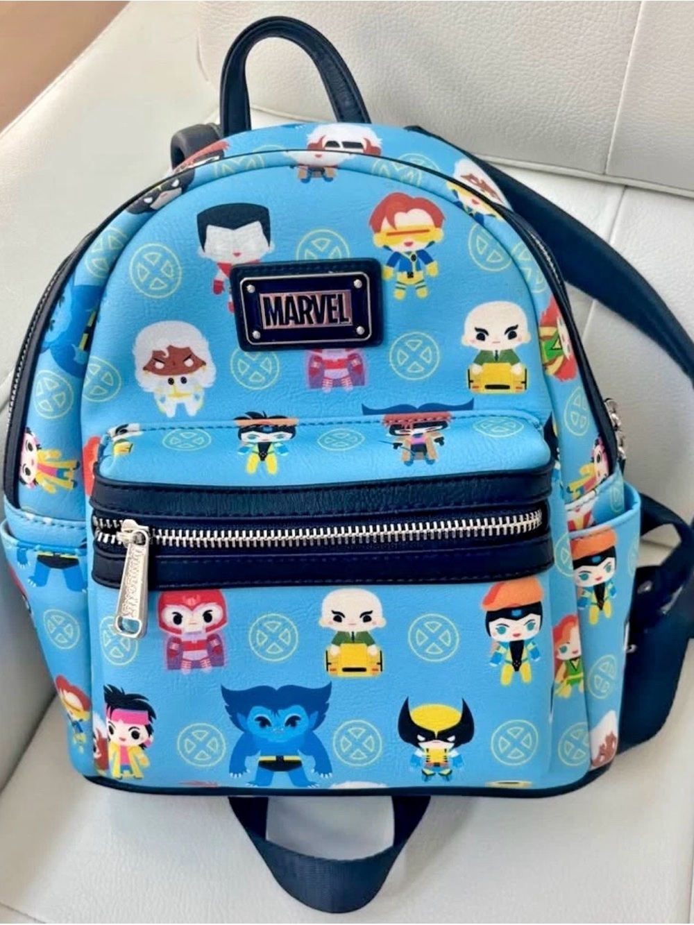 Marvel Loungefly Blue Mini Backpack with X-Men Character Print